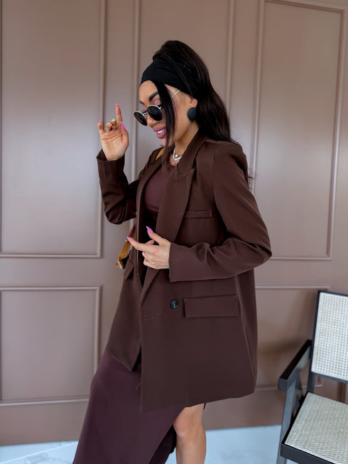Oversize, klasiska žakete - DARK CHOCOLATE
